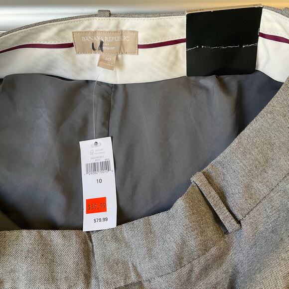Banana Republic Women Dress Pants size 10 Gray w Liner Mid Rise Wide Leg Flared - Picture 7 of 11